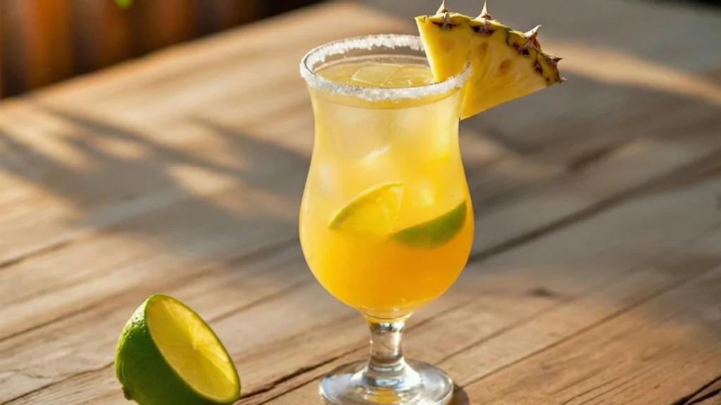 Texas Roadhouse Jamaican Cowboy Recipe 12 Texas Roadhouse Jamaican Cowboy cocktail in a frozen margarita glass with orange slice and cherry.