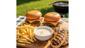 Cookout Sauce Recipe 21 Homemade cookout sauce served with burgers, fries, and grilled chicken