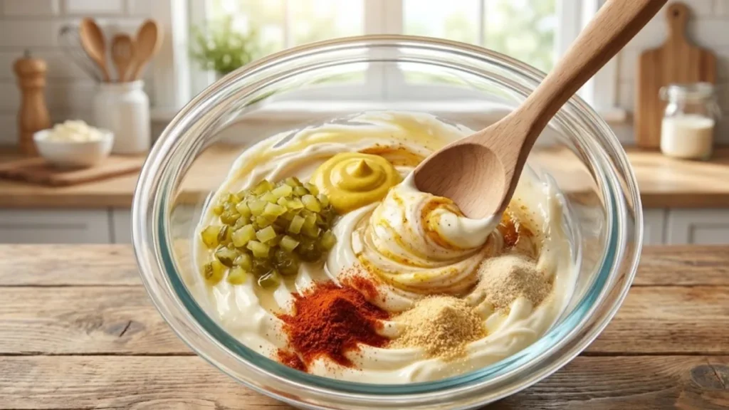 Big Mac Sauce Recipe 12 Ingredients for Big Mac sauce including mayonnaise, pickle relish, mustard, and spices
