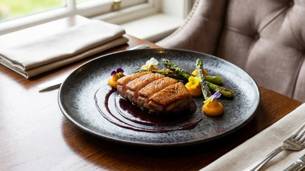 Duck and Sauce Recipe 12 Pan-seared duck breast cooking skin-side down until golden and crispy - Duck and Souce Recipe