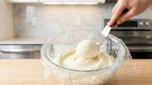 Mark Beahm Baked Alaska Recipe: The No-Fail Ice Cream Dessert Everyone Loves 14 Preparing ice cream dome for baked Alaska