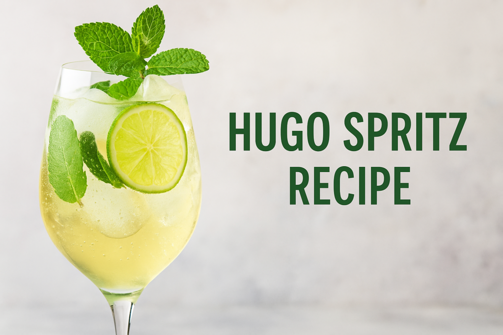 Hugo Spritz Recipe 12 Hugo spritz cocktail recipe served in a chilled wine glass with mint, lime, ice, and elderflower liqueur