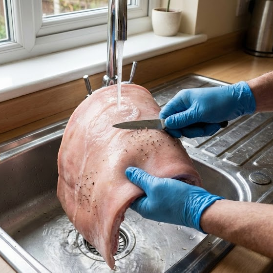 How to Make Pork Rinds Recipe 13 how to make pork rinds recipe starting with cleaning raw pork skin under running water
