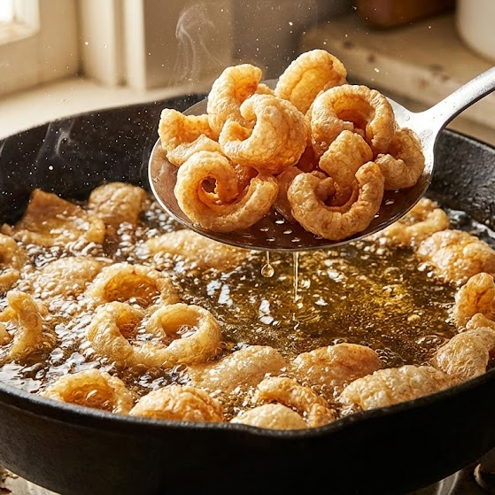 How to Make Pork Rinds Recipe 17 frying pork skin in hot oil for how to make pork rinds recipe crispy