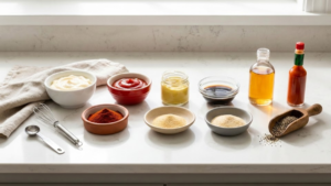 Cookout Sauce Recipe: The Creamy Southern Dip Americans Can’t Stop Loving 14 Clean mixing bowl placed on a kitchen counter, ready for making homemade cookout sauce