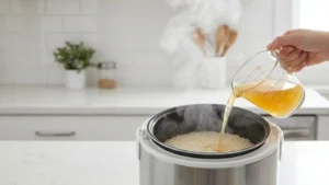 Hainam Chicken Rice Recipe 19 Cooking jasmine rice in chicken broth for Hainam chicken rice.