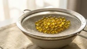 Molecular Gastronomy Recipes 20 Draining olive oil pearls after spherification process