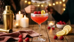 Raspberry Lemon Drop Cocktail Recipe – Bright, Boozy & Ready in Minutes 21 Finished raspberry lemon drop cocktail served chilled in a martini glass
