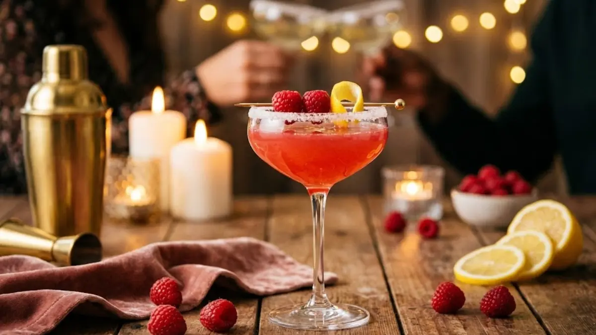 Raspberry Lemon Drop Cocktail Recipe – Bright, Boozy & Ready in Minutes 13 Finished raspberry lemon drop cocktail served chilled in a martini glass