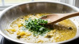 Florida Permit Sauce Recipe 18 Fresh parsley stirred into Florida permit sauce for final flavor