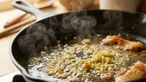 Hainam Chicken Rice Recipe 17 Garlic and ginger sautéed in chicken fat for fragrant rice.