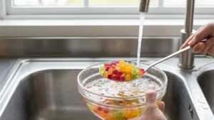 Molecular Gastronomy Recipes 20 Rinsing molecular gastronomy fruit caviar after spherification