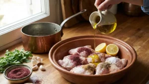Authentic Palestinian Musakhan Recipe 14 Seasoning chicken with sumac and olive oil for Palestinian Musakhan recipe