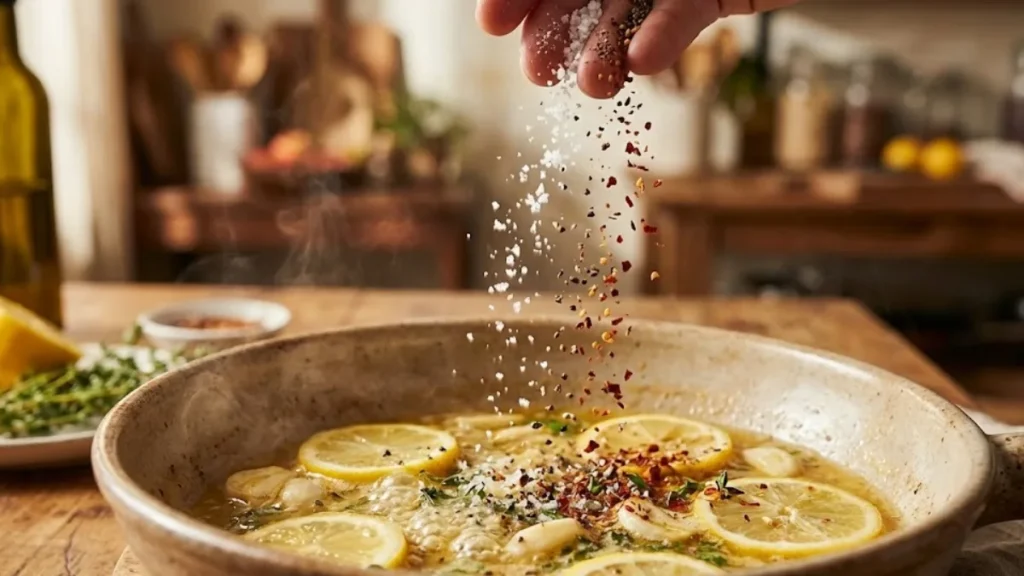 Florida Permit Sauce Recipe 12 Seasoning lemon butter sauce with salt pepper and red pepper flakes Florida Permit Sauce Recipe