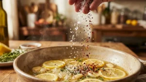 Florida Permit Sauce Recipe 17 Seasoning lemon butter sauce with salt pepper and red pepper flakes