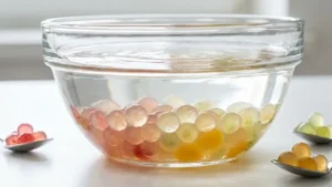 Molecular Gastronomy Recipes 19 Setting molecular gastronomy fruit caviar in calcium bath