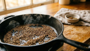 Pharaoh Sauce Recipe 14 Toasting cumin and coriander seeds in a skillet for Pharaoh sauce recipe