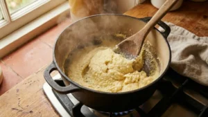 Recipe Ugali 17 Ugali thickening while being stirred