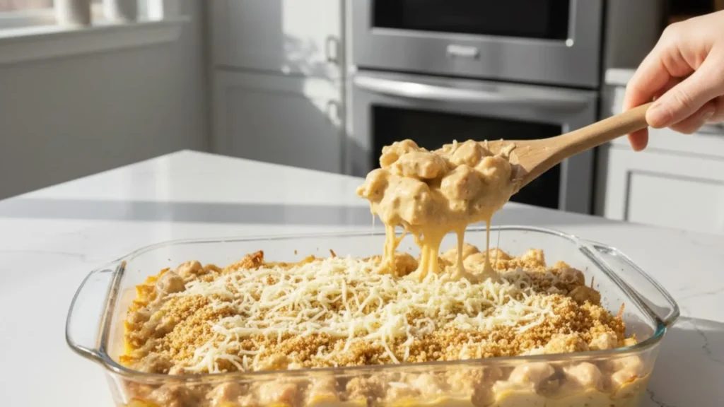 Best Turbriskafil Recipe 12 Assembling turbriskafil in baking dish before baking. - Turbriskafil Recipe