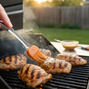 Kilauea Chicken Recipe 18 Basting grilled Kilauea chicken with pineapple glaze