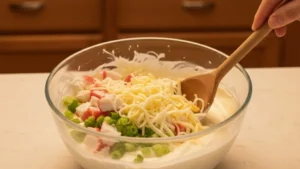 Crab Rangoon Dip Recipe 16 Crab meat and shredded cheese folded into crab rangoon dip mixture