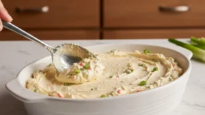 Crab Rangoon Dip Recipe 17 Crab rangoon dip spread into a baking dish before baking