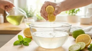 Gelatin Weight Loss Recipe 19 Fresh lemon juice being added to a gelatin drink for flavor and digestion support.
