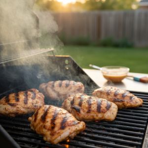 Kilauea Chicken Recipe 17 Grilling Kilauea chicken on barbecue grill until caramelized