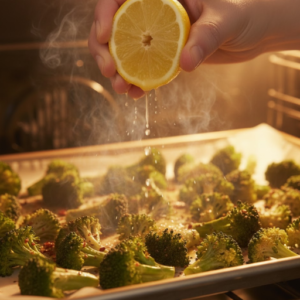 CAVA Fiery Broccoli Recipe 18 Lemon juice added to roasted spicy broccoli