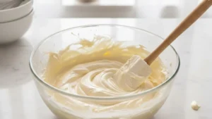 Crab Rangoon Dip Recipe 14 Mixing cream cheese, sour cream, and mayonnaise to make the base for crab rangoon dip