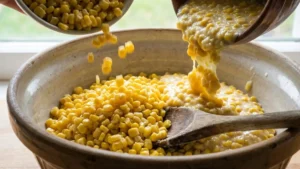 The Best Corn Pudding Recipe 15 Mixing whole corn and creamed corn for corn pudding