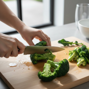 CAVA Fiery Broccoli Recipe 14 Washing and cutting fresh broccoli florets