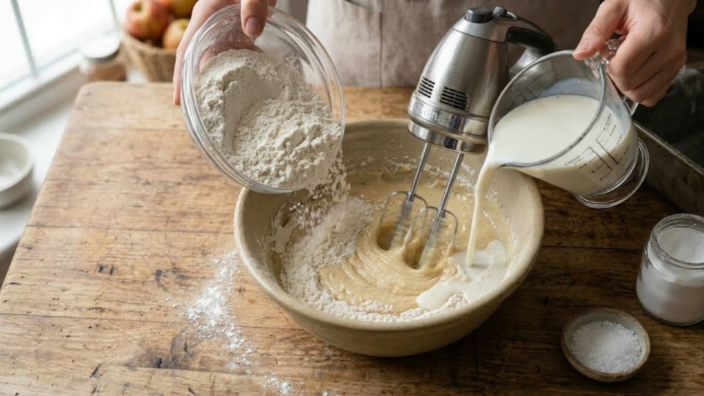 Stock’s Bakery Pound Cake Recipe 12 Adding vanilla extract to pound cake batter.