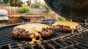 Classic Cookout Recipes 17 Melting cheese on grilled cookout burgers