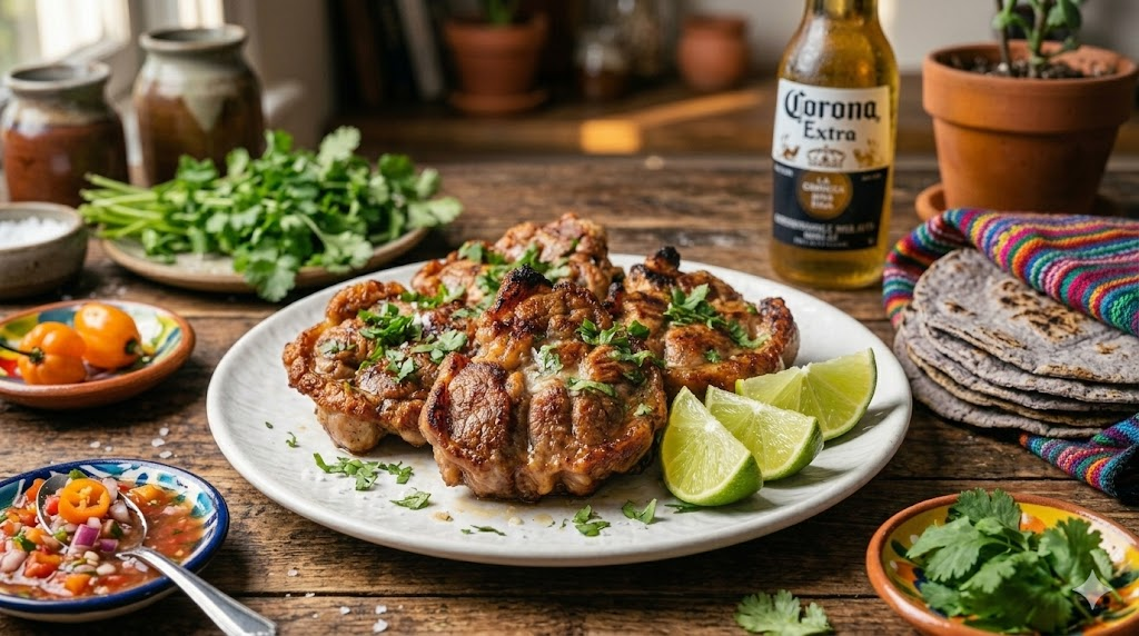 Mollejas de Res Recipe 12 Crispy mollejas de res recipe served with lime and tortillas on a plate.