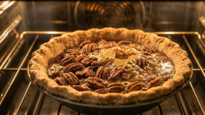 Goode and Co Pecan Pie Recipe 10 Baking pecan pie in oven until golden brown and set