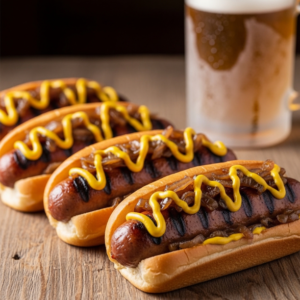 Brat Recipe (Beer Brats) – Juicy, Flavorful & Easy to Make 18 Beer brats served in buns with onions and mustard