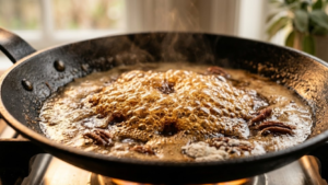 Goode and Co Pecan Pie Recipe 7 Browning butter in pan for rich pecan pie filling flavor