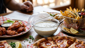 Mazzio’s Ranch Recipe 23 Mazzio’s ranch served with pizza and snacks