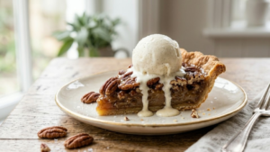 Goode and Co Pecan Pie Recipe 11 Slice of Goode and Co pecan pie served with vanilla ice cream