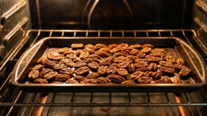 Goode and Co Pecan Pie Recipe 4 Toasting pecans in oven for Goode and Co pecan pie recipe to enhance flavor
