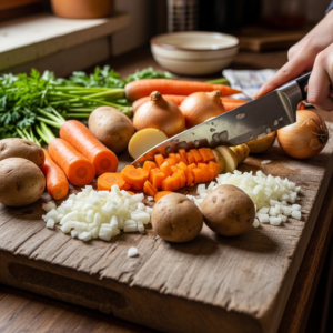 Possum Recipe: A Complete Guide to Cooking Tender, Flavorful Wild Game 16 Chopping vegetables for possum stew
