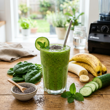 10 Weight Loss Recipes That Are Healthy, Delicious, and Easy to Make 21 Green smoothie made with spinach, banana, and cucumber.