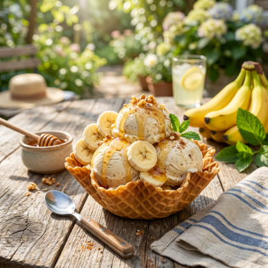 15 Protein Dessert Recipes: Healthy High-Protein Treats That Taste Amazing 18 Banana protein ice cream topped with fresh banana slices.