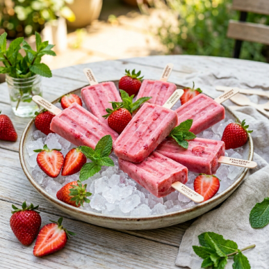 15 Protein Dessert Recipes: Healthy High-Protein Treats That Taste Amazing 22 Strawberry protein popsicles with fresh strawberries.