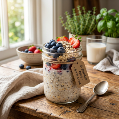 10 Weight Loss Recipes That Are Healthy, Delicious, and Easy to Make 19 Overnight oats topped with berries and chia seeds.